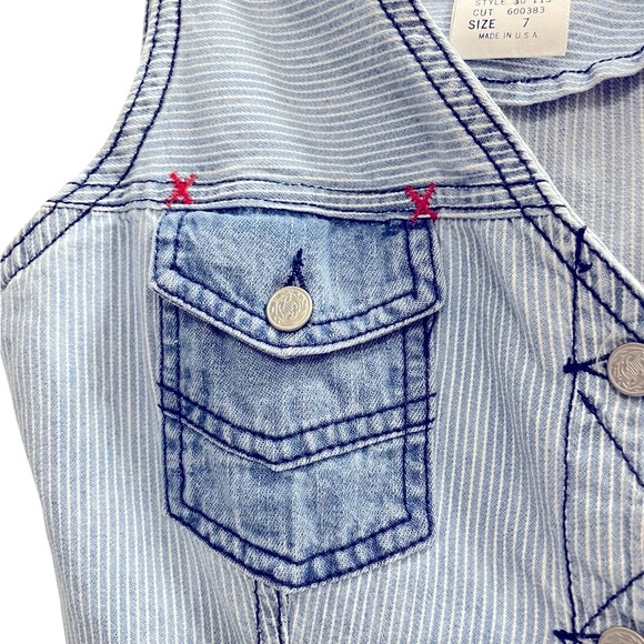 Vintage OUTLAW Western Denim Dress Striped Size 7 - Picture 4 of 8
